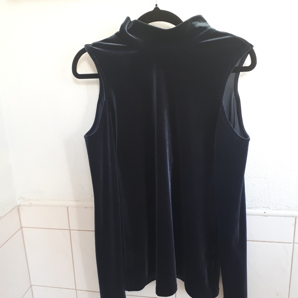 Witchery Blue Velvet Cold Shoulder Blouse Size Small - Picture 9 of 12
